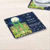 Roswell Alien Wedding Jubileum UFO Funny Custom Kartonnen Onderzetters (Schuin)