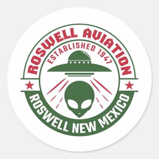 Roswell Aviation, opgericht in 1947 Ronde Sticker (Voorkant)