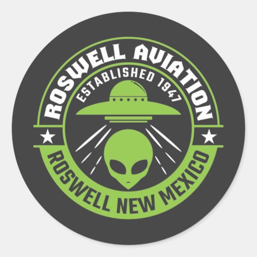 Roswell Aviation, opgericht in 1947 Ronde Sticker (Voorkant)