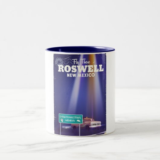 Roswell Extraterrestrial Highway-reisposter Tweekleurige Koffiemok (Center)