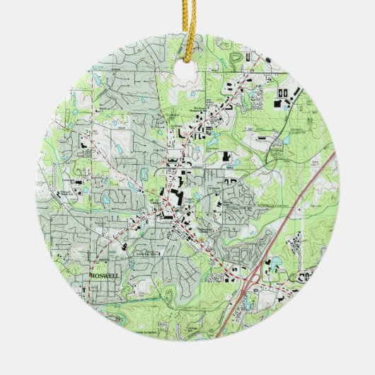 Roswell Georgia Map (1992) Keramisch Ornament (Voorkant)