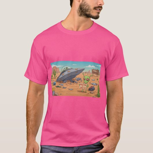 Roswell Hitchhiking Alien Area 51 T-shirt (Voorkant)
