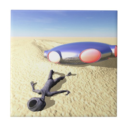 Roswell like UFO Crash tegel Tegeltje (Voorkant)