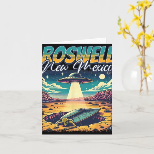 Roswell New Mexico 1947 Alien Abduction Ufo Crash  Kaart (Gele Bloem)