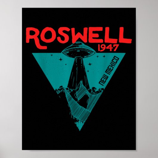 Roswell New Mexico 1947 Ufo Beam Flying Road Vinta Poster (Voorkant)