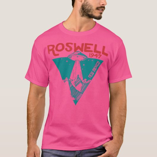 Roswell New Mexico 1947 Ufo Beam Flying Road Vinta T-shirt (Voorkant)