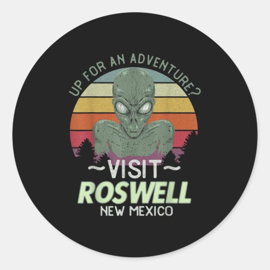Roswell New Mexico Alien Head Funny Souvenir Quote Ronde Sticker (Voorkant)