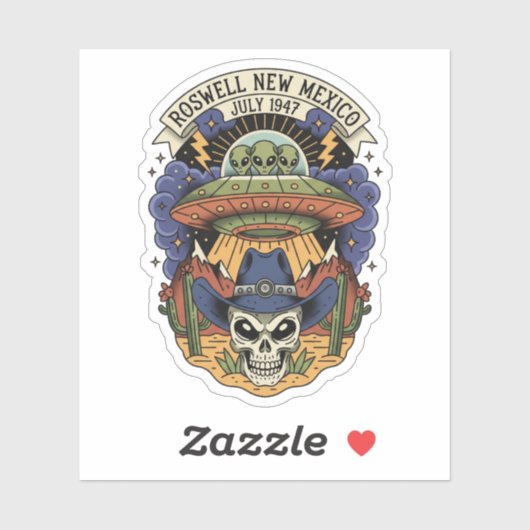 Roswell New Mexico Alien Sticker (Vel)