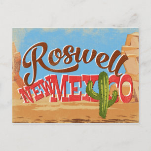 Roswell New Mexico Cartoon Desert Vintage Travel Briefkaart
