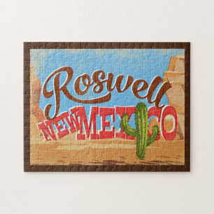Roswell New Mexico Cartoon Desert Vintage Travel Legpuzzel