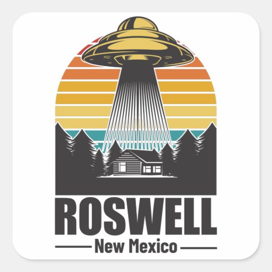 Roswell New Mexico Funny Alien UFO Gift Vierkante Sticker (Voorkant)
