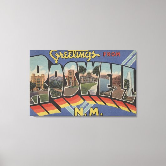 Roswell, New Mexico - Large Letter Scenes Canvas Afdruk (Voorkant)