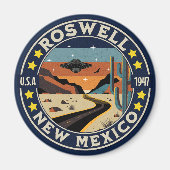 Roswell New Mexico Nostalgic UFO Backdrop Magneet (Voorkant)