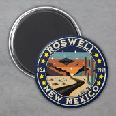 Roswell New Mexico Nostalgic UFO Backdrop Magneet
