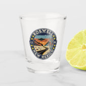 Roswell New Mexico Nostalgic UFO Backdrop Shot Glas (Voorkant)