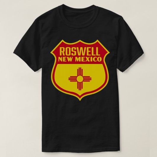 Roswell New Mexico Retro Flag Shield Rood T-shirt (Design voorkant)