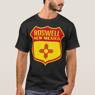 Roswell New Mexico Retro Flag Shield Rood T-shirt