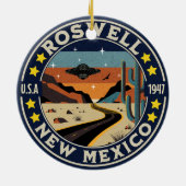 Roswell New Mexico Retro UFO Terrain Keramisch Ornament (Achterkant)