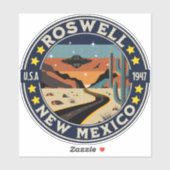 Roswell New Mexico Retro UFO Terrain Sticker (Vel)