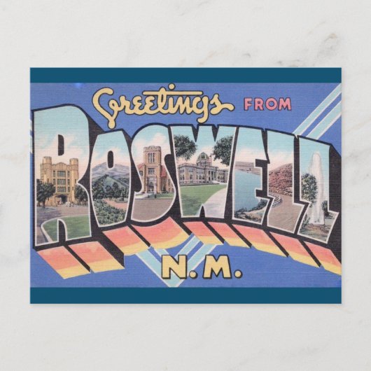 Roswell, New Mexico Vintage Travel Briefkaart (Voorkant)