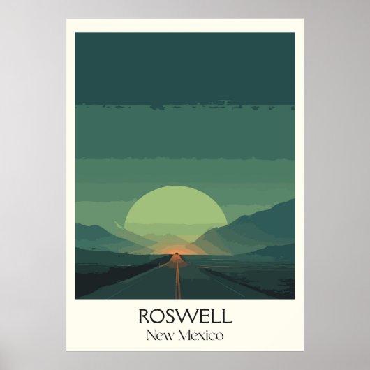 Roswell New Mexico Woestijn Zonsondergang Poster (Voorkant)