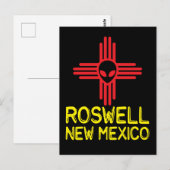 Roswell New Mexico Zia Alien Head Briefkaart (Voorkant / Achterkant)