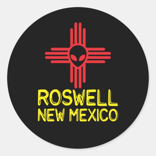 Roswell New Mexico Zia Alien Head Ronde Sticker (Voorkant)