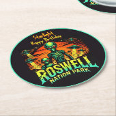 Roswell Park: Waar UFO's zweven! Ronde Kartonnen Onderzetter (Gebogen)