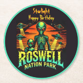 Roswell Park: Waar UFO's zweven! Ronde Kartonnen Onderzetter (Voorkant)