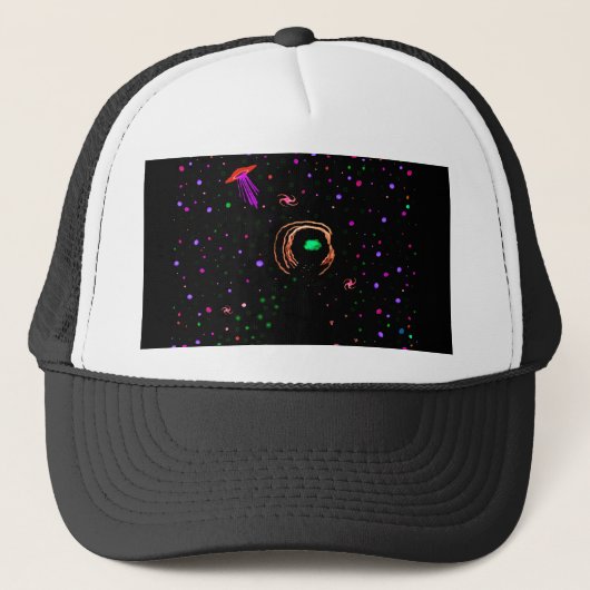 Roswell Red UFO Spacewalk - Baseball Hat Trucker Pet (Voorkant)