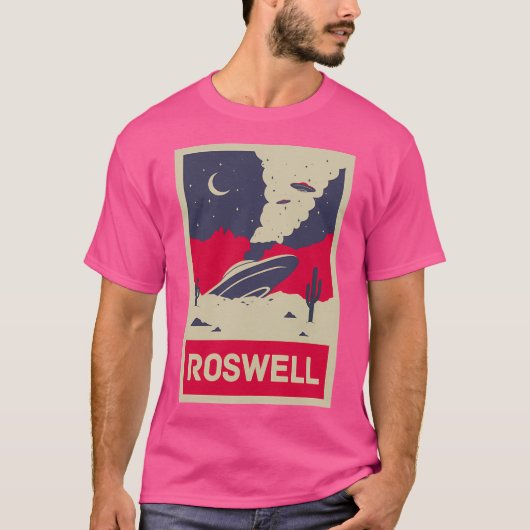 Roswell Ufo Crash - Alien Retro T-shirt (Voorkant)