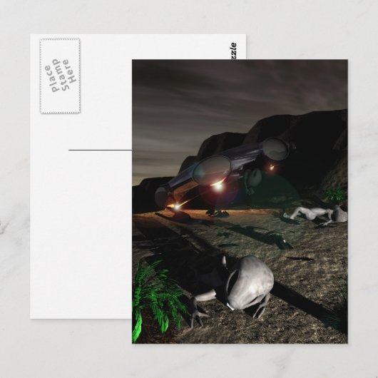 Roswell UFO Crash at night Briefkaart (Voorkant / Achterkant)