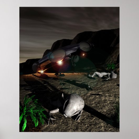 Roswell UFO Crash at Night Poster (Voorkant)