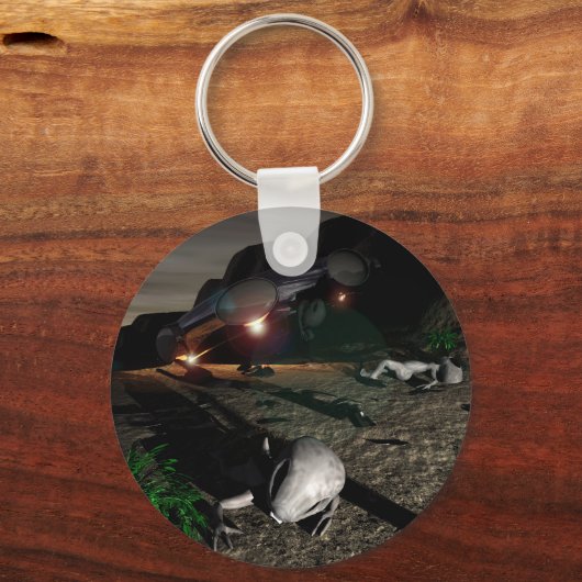 Roswell UFO Crash at night Sleutelhanger (Voorkant)