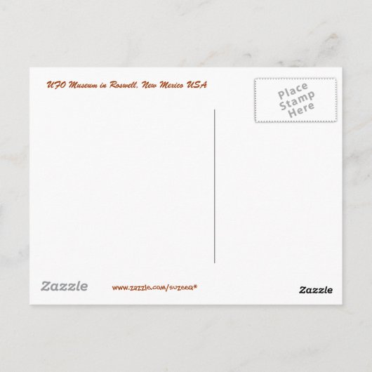 Roswell UFO museum briefkaart (Achterkant)