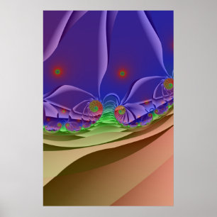 Roswellian Landscape   Rainbow Fractal Art Poster