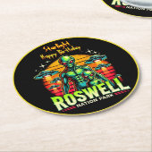 Roswell's Alien Oasis wacht op je! Ronde Kartonnen Onderzetter (Gebogen)