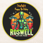 Roswell's Alien Oasis wacht op je! Ronde Kartonnen Onderzetter (Voorkant)