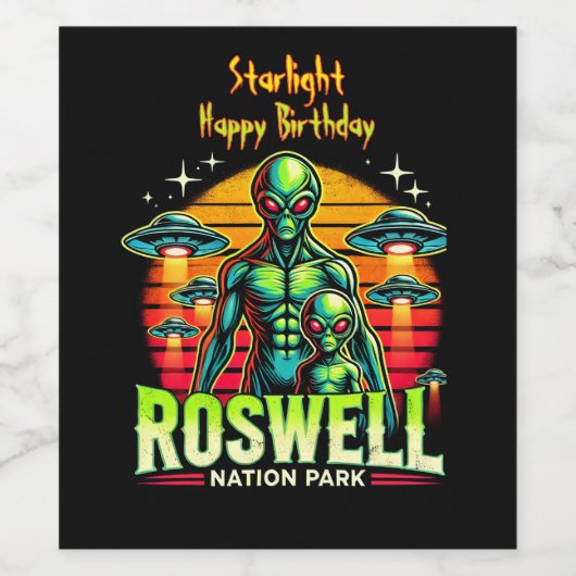 Roswell's Alien Oasis wacht op je! Wijn Etiket (Enkel label)
