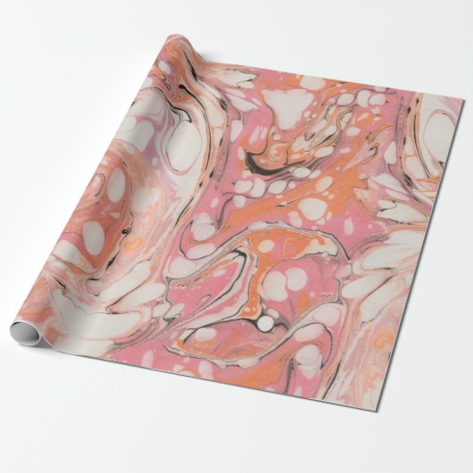 Rosy | Abstract marmerpatroon Cadeaupapier (Uitgerold)