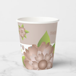 Rosy Beige Floral Papieren Bekers