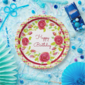 Rosy bloemig stijlvol papieren bordje (Feest)