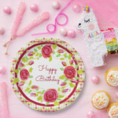 Rosy bloemig stijlvol papieren bordje (Feest)