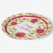 Rosy bloemig stijlvol papieren bordje (Gekanteld)