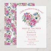 Rosy Blooms Sweetheart Baby shower Invitation Kaart (Voorkant / Achterkant)