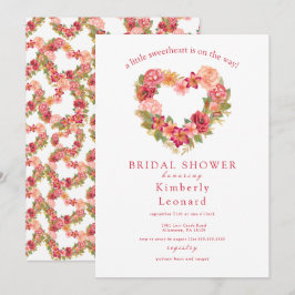 Rosy Blooms Sweetheart Baby shower Invitation Kaart