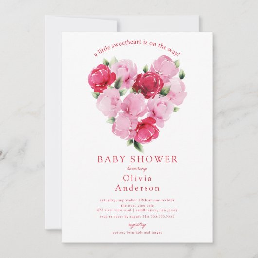 Rosy Blooms Sweetheart Baby shower Kaart (Voorkant)
