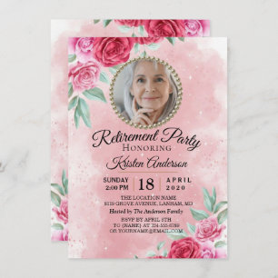 Rosy Blush Beauful Retirement Party Kaart