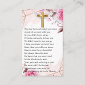 Rosy Blush Custom Photo Funeral Prayer Kaart Visitekaartje (Achterkant)