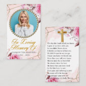Rosy Blush Custom Photo Funeral Prayer Kaart Visitekaartje (Voorkant / Achterkant)